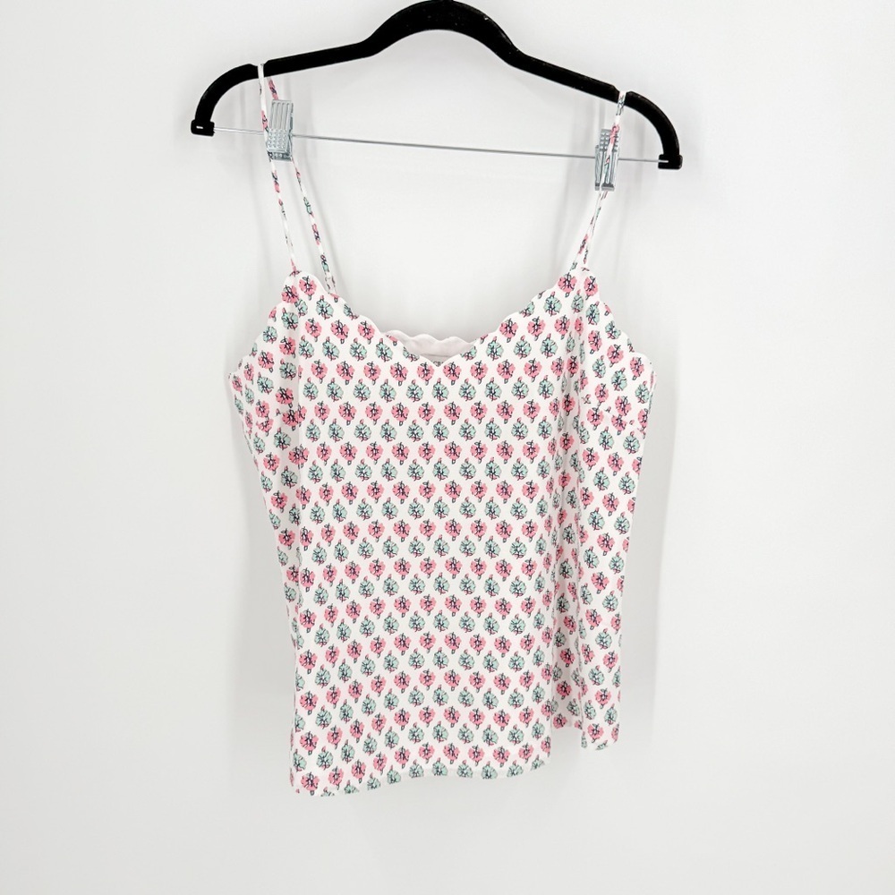 J. Crew White and Green Fitted Camisole